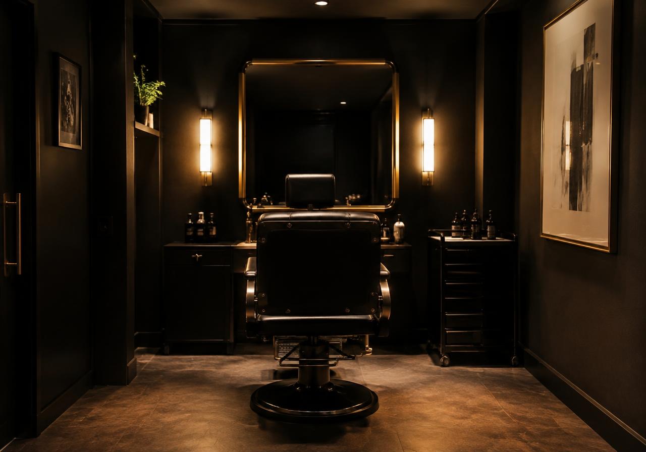 Salon suite with workstation and storage